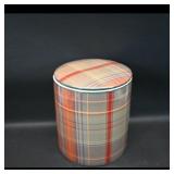 Plaid Ceramic Canister  Orange & Multicolor