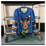 Blue Novelty Christmas Reindeer Sweater  Brand...
