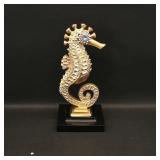 Gold-tone Seahorse Figurine on Black Base