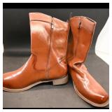 Pair of Brown Leather Mid-Calf Zip Boots  Size...
