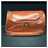 Hanging Travel Toiletry Bag  Brown Faux Leather
