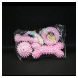 Assortment of Pink Textured Dog Chew Toys (5)