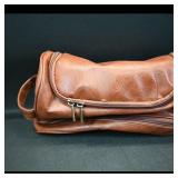 Brown Faux-Leather Travel Toiletry Bag