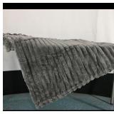 Grey Ribbed Faux Fur Throw Blanket  Brand Not...