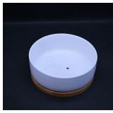 Ceramic Bowl with Bamboo Base  Brand Not Visible