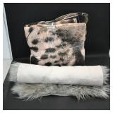 Pair of Faux Fur Rugs  Gray Shag & 45" Leopard...