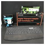 Assortment: Logitech Keyboard, Comcast DTA Kit...