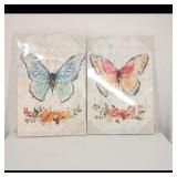 Set of 2 Butterfly Print Wall Canvases