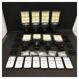 Lot of 8 Solar LED Panel Lights with Remotes &...