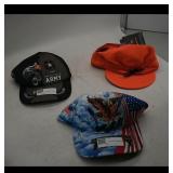 Three Caps: U.S. Army Baseball Cap, Flag Eagle...