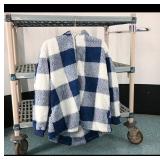 Blue & White Plaid Sherpa Hooded Jacket  Brand...