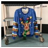 Blue Holiday Reindeer Sweater  Brand Not Visible