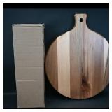 Round Wood Cutting/Serving Board with Handle &...