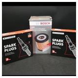 Bosch 3480 Oil Filter & Two Boxes Spark Plugs...