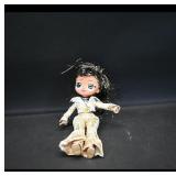 Small Fashion Doll  Black Hair, Gold Outfit