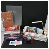 Assortment of Books and Desk Accessories