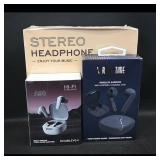 Assortment of Wireless Headphones & Earbuds (3)