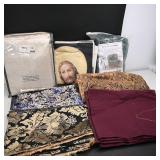 Assortment of Curtain Panels, Chair Cover &...