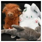 Assortment of 3 Plush Toys: Bison, Hammerhead...