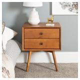 Walker Edison MCM 2 Drawers Solid Wood Night...