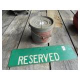 FALLS CITY MINDOW BUCKET, RESERVED ALUMINUM SIGN