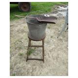 METAL STOOL, GALV. BUCKET, COAL SHOVEL