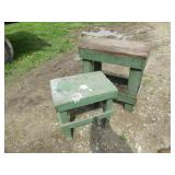 2 GREEN PAINTED WOOD STANDS