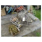 COMMERICAL WIRE LIGHT COVERS, BRASS DECOR. CHAIN