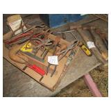 FLAT FULL OF PLIERS, TOOLS, BALL PIN HAMMER, MORE