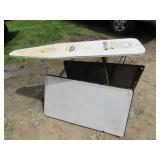 WOOD IRONING BOARD, 2 PORCELAIN TABLE TOPS