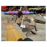 WASH BOARD, FRENCH FRY MAKER,BROOM ,MORE