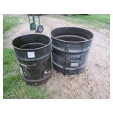 2- MILITARY BARRELS W/ MILITARY GREEN PAINT