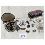 ASSORTED HAT PINS, INCLUDING FIGHTING ILLINI CHIEF