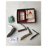 ZIPPO BOX, EMEGA LIFGTER, POCKET KNIVES,INCLUDING