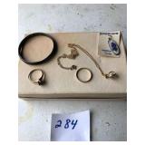 10K GOLD BAND,STERLING BRACELET, MUSTARD SEED