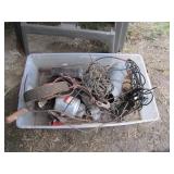 TOTE OF SCRAP IRON,COPPER, ALUMINUM, OLD BATTERY