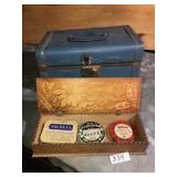 TRAIN CASE ,PENCIL BOX, TINS