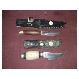 CUSTOM WOOD HANDLE SKINNER KNIFE 8", LUCITE HANDL