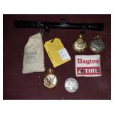 TASCO SCOPE ,BAG OF GOLD ORE, COINS,DAYTON TIRE