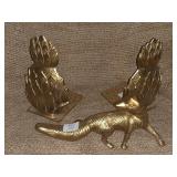 SOLID BRASS PINAPPLE BOOKENDS, SOLID BRASS FOX