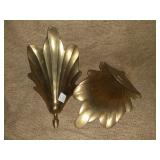 2- LARGE SOLID BRASS WALL POCKETS