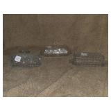 3 ANTIQUE GLASS LIDDED BUTTER DISHES
