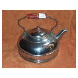 VINTAGE CHROME ART DECO TEA POT W/ RED HANDLE