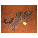 2 CAST IRON ANTIQUE WALL SCONCE OIL LAMPS