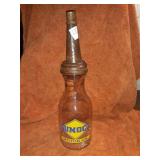 SUNOCO 1 QUART GLASS OIL BOTTLE W/ SPOUT