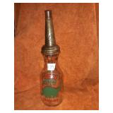 SINCLAIN 1 QUART GLASS OIL BOTTLE W/ SPOUT