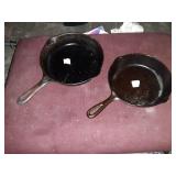 ANTIQUE CAST IRON 9" SKILLET & UNBRANDED VINTAGE