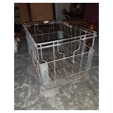 VINTAGE METAL MILK CRATE CARRIER BASKET