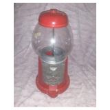 VINTAGE METAL & GLASS GUMBALL MACHINE