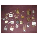 LOT OF ANTIQUE BRASS PADLOCK, CORBIN, YALE,